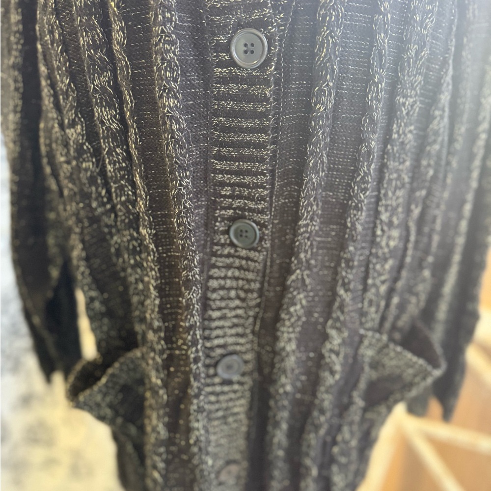 Torrid Woman’s Plus Long Cardigan Black W Gold Shimmer Dressy NWT 4X Holiday - Picture 6 of 10